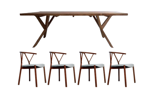 BENNÅ DINING TABLE + 4 PCS ÅNTTO CHAIR