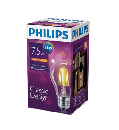 PHILIPS LED Fila 7.5-70W E27 WW A60